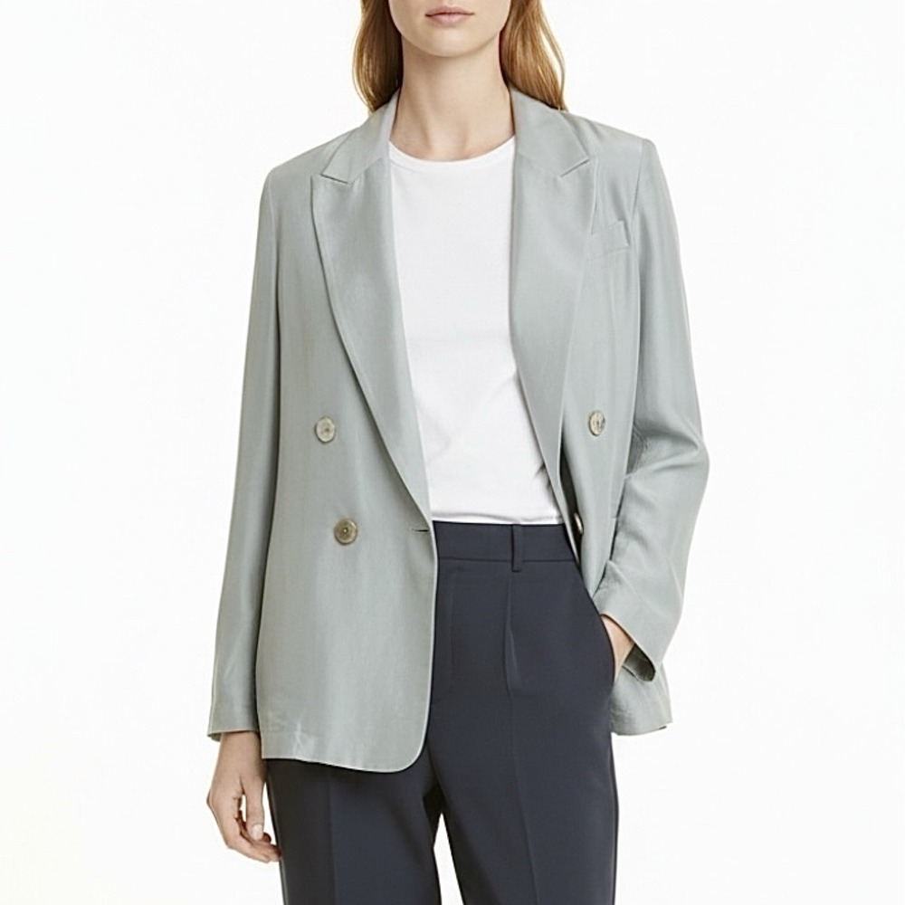 Vince Women's‎  Double-Breasted Silk Blazer Jacket Size 4 New